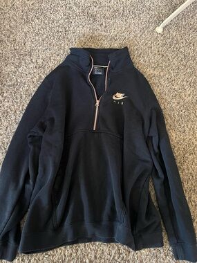 Nike Black Quarter-Zip Sweatshirt with Pink Accents